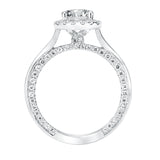 Artcarved Bridal Semi-Mounted with Side Stones Contemporary Twist Halo Engagement Ring Leilani 14K White Gold