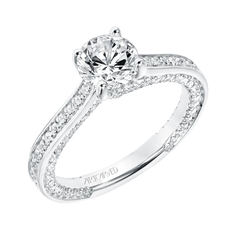 Artcarved Bridal Mounted with CZ Center Contemporary Twist Diamond Engagement Ring Juno 14K White Gold