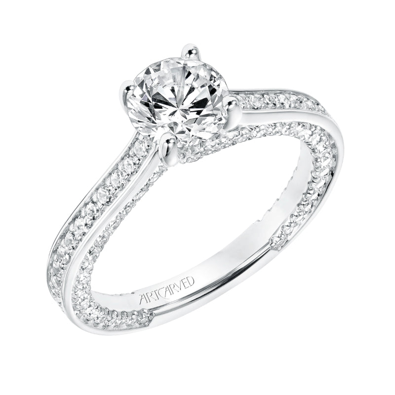 Artcarved Bridal Semi-Mounted with Side Stones Contemporary Twist Diamond Engagement Ring Juno 14K White Gold