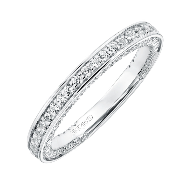 Artcarved Bridal Mounted with Side Stones Contemporary Twist Diamond Wedding Band Juno 14K White Gold