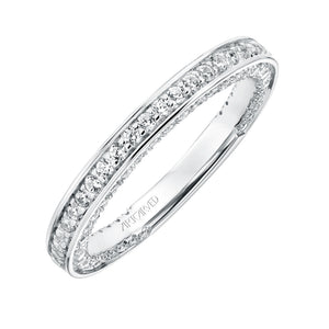 Artcarved Bridal Mounted with Side Stones Contemporary Twist Diamond Wedding Band Juno 14K White Gold