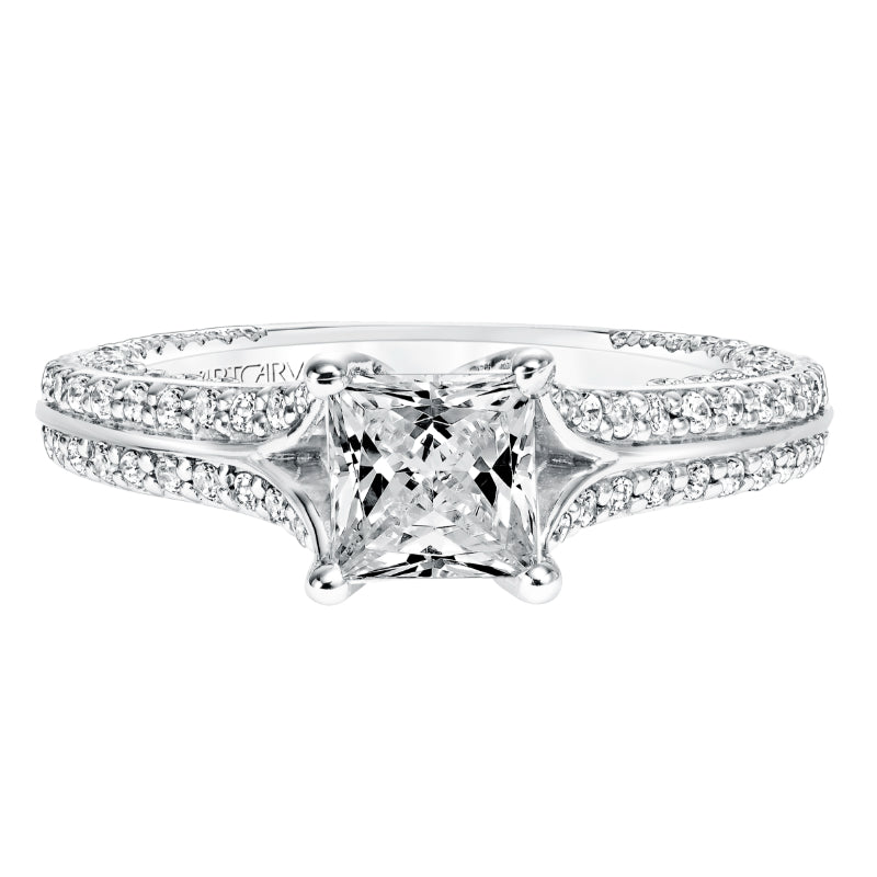 Artcarved Bridal Semi-Mounted with Side Stones Contemporary Twist Diamond Engagement Ring Theodora 14K White Gold