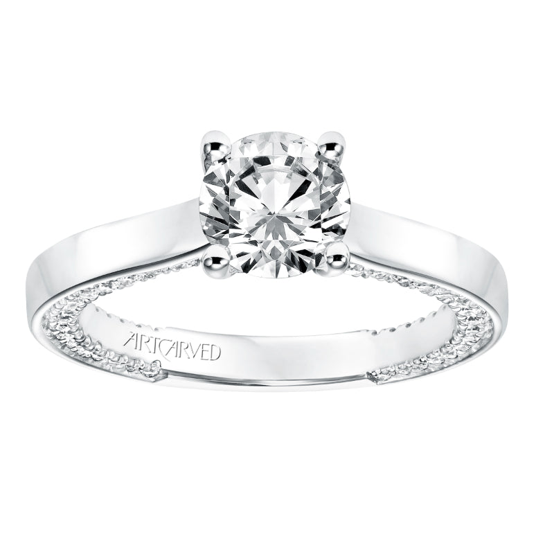 Artcarved Bridal Mounted with CZ Center Contemporary Twist Diamond Engagement Ring Astara 14K White Gold