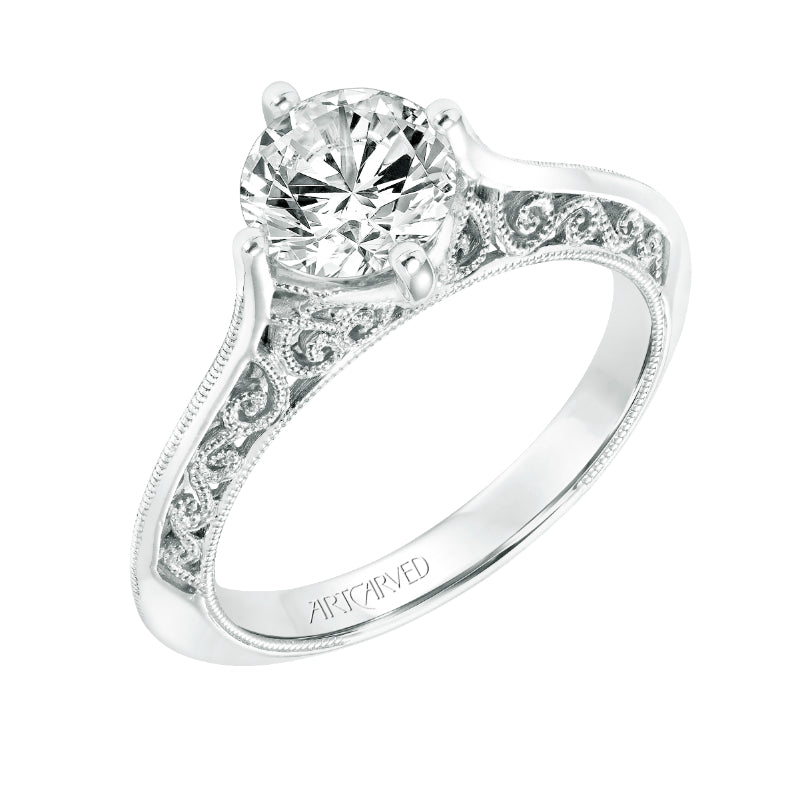 Artcarved Bridal Unmounted No Stones Vintage Heritage Engagement Ring Jessamine 14K White Gold