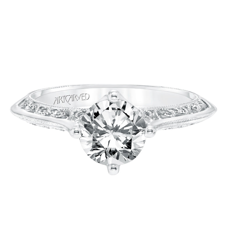 Artcarved Bridal Mounted with CZ Center Vintage Heritage Engagement Ring Jessamine 14K White Gold