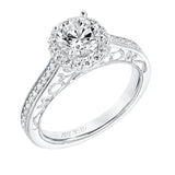 Artcarved Bridal Semi-Mounted with Side Stones Vintage Heritage Engagement Ring Indra 14K White Gold