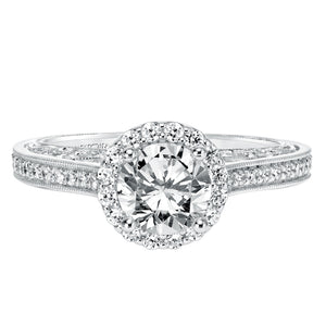 Artcarved Bridal Mounted with CZ Center Vintage Heritage Engagement Ring Indra 14K White Gold