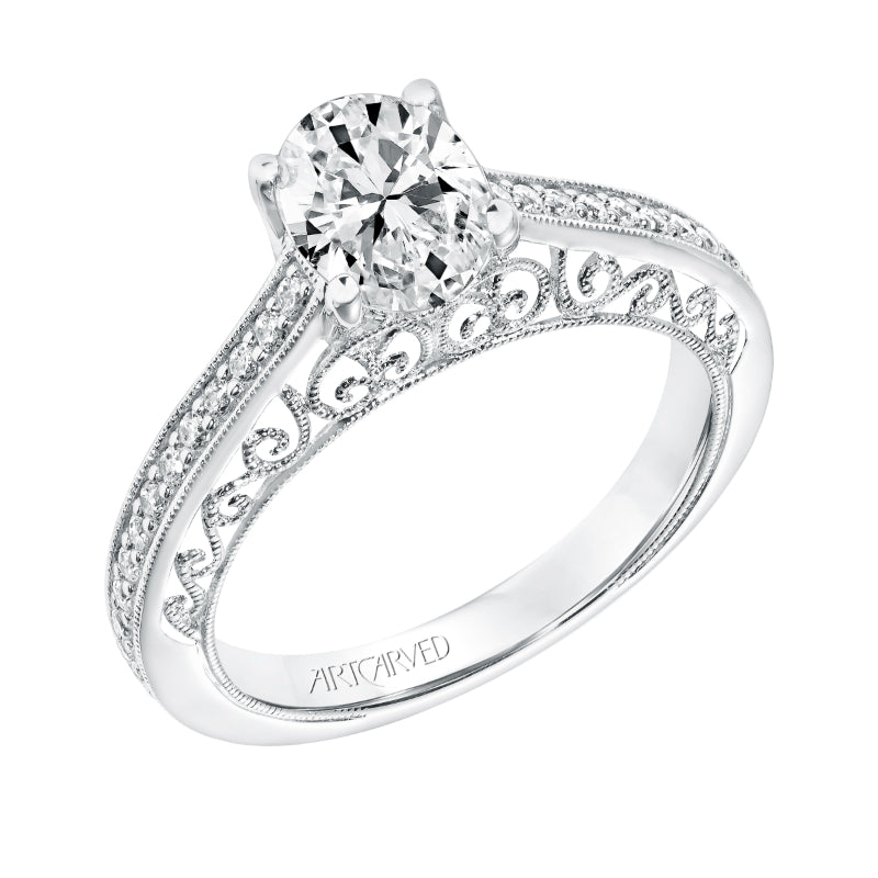 Artcarved Bridal Mounted with CZ Center Vintage Filigree Diamond