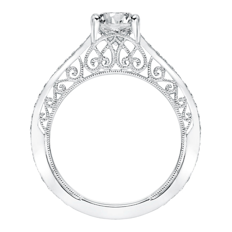 Artcarved Bridal Mounted with CZ Center Vintage Filigree Diamond Engagement Ring Ramona 14K White Gold