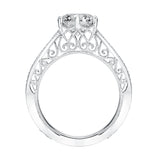 Artcarved Bridal Semi-Mounted with Side Stones Vintage Heritage Engagement Ring Cossette 14K White Gold