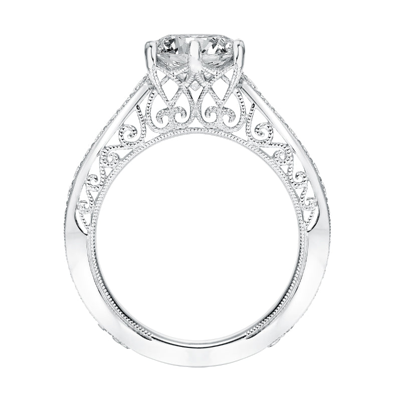 Artcarved Bridal Mounted with CZ Center Vintage Heritage Engagement Ring Cossette 14K White Gold