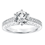 Artcarved Bridal Mounted with CZ Center Vintage Heritage Engagement Ring Cossette 14K White Gold