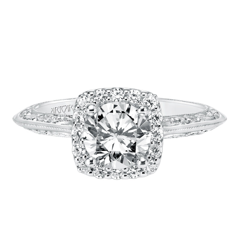 Artcarved Bridal Semi-Mounted with Side Stones Vintage Heritage Engagement Ring Audriana 14K White Gold