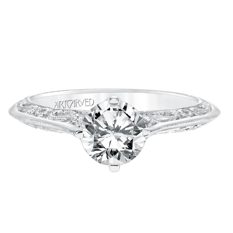 Artcarved Bridal Unmounted No Stones Vintage Filigree Solitaire Engagement Ring Laurette 14K White Gold