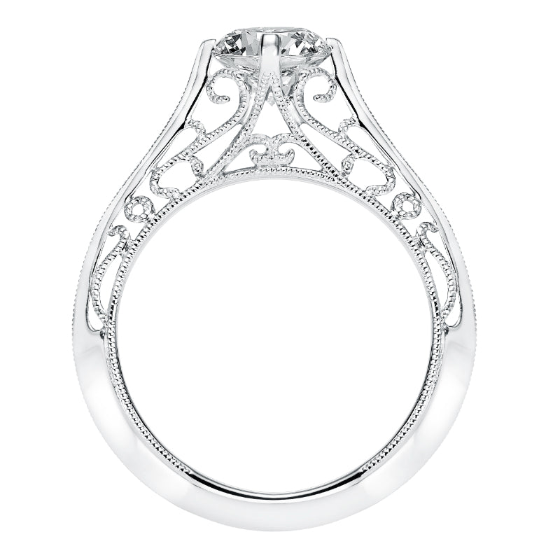 Artcarved Bridal Unmounted No Stones Vintage Filigree Solitaire Engagement Ring Laurette 14K White Gold