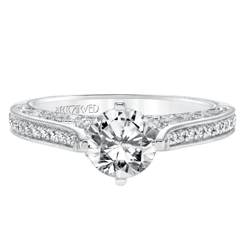 Artcarved Bridal Mounted with CZ Center Vintage Heritage Engagement Ring Juliana 14K White Gold