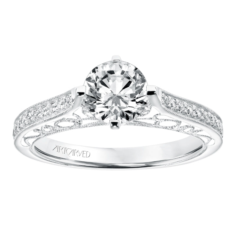 Artcarved Bridal Semi-Mounted with Side Stones Vintage Heritage Engagement Ring Juliana 14K White Gold