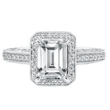 Artcarved Bridal Semi-Mounted with Side Stones Vintage Heritage Engagement Ring Velma 14K White Gold