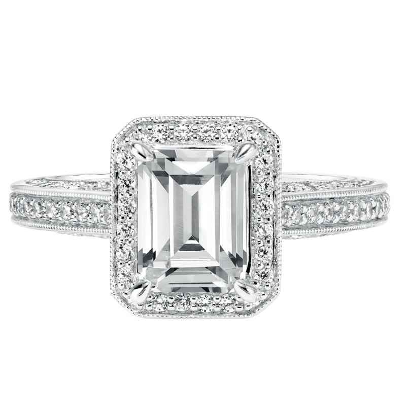 Artcarved Bridal Mounted with CZ Center Vintage Heritage Engagement Ring Velma 14K White Gold