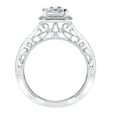 Artcarved Bridal Semi-Mounted with Side Stones Vintage Heritage Engagement Ring Velma 14K White Gold