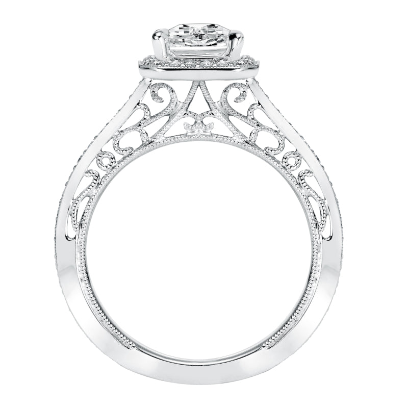 Artcarved Bridal Mounted with CZ Center Vintage Heritage Engagement Ring Velma 14K White Gold