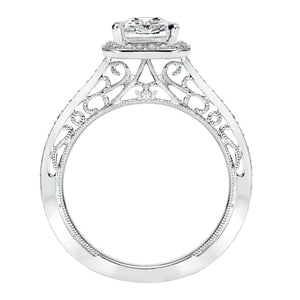 Artcarved Bridal Mounted with CZ Center Vintage Heritage Engagement Ring Velma 14K White Gold