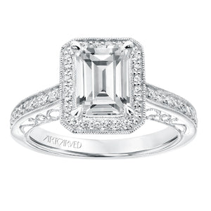 Artcarved Bridal Mounted with CZ Center Vintage Heritage Engagement Ring Velma 14K White Gold