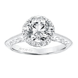 Artcarved Bridal Mounted with CZ Center Vintage Filigree Halo Engagement Ring Isador 14K White Gold