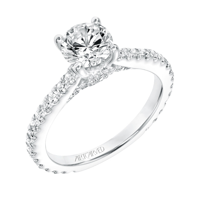 Artcarved Bridal Mounted with CZ Center Classic Diamond Engagement Ring Constance 14K White Gold