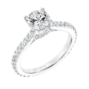 Artcarved Bridal Semi-Mounted with Side Stones Classic Diamond Engagement Ring Constance 14K White Gold