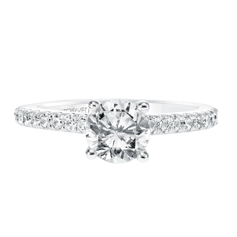 Artcarved Bridal Mounted with CZ Center Classic Diamond Engagement Ring Constance 14K White Gold