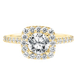 Artcarved Bridal Mounted with CZ Center Classic Halo Engagement Ring Lenore 14K Yellow Gold