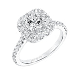 Artcarved Bridal Semi-Mounted with Side Stones Classic Halo Engagement Ring Frances 14K White Gold