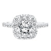 Artcarved Bridal Semi-Mounted with Side Stones Classic Halo Engagement Ring Frances 14K White Gold