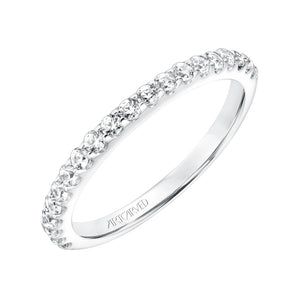 Artcarved Bridal Mounted with Side Stones Classic Halo Diamond Wedding Band Frances 14K White Gold