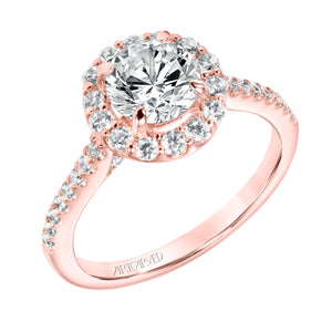 Artcarved Bridal Mounted with CZ Center Classic Halo Engagement Ring Judith 14K Rose Gold