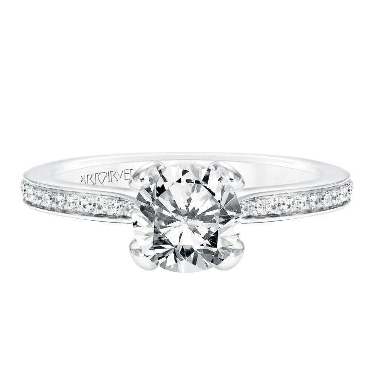 Artcarved Bridal Mounted with CZ Center Classic Diamond Engagement Ring Zelda 14K White Gold