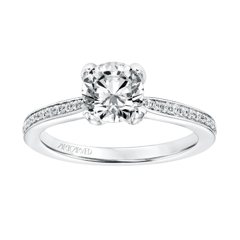 Artcarved Bridal Mounted with CZ Center Classic Diamond Engagement Ring Zelda 14K White Gold
