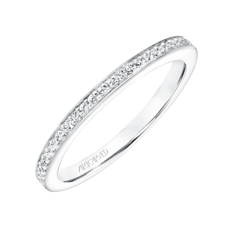 Artcarved Bridal Mounted with Side Stones Classic Diamond Wedding Band Zelda 14K White Gold