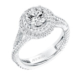 Artcarved Bridal Mounted with CZ Center Contemporary Rope Halo Engagement Ring Skyla 14K White Gold