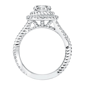 Artcarved Bridal Mounted with CZ Center Contemporary Rope Halo Engagement Ring Skyla 14K White Gold