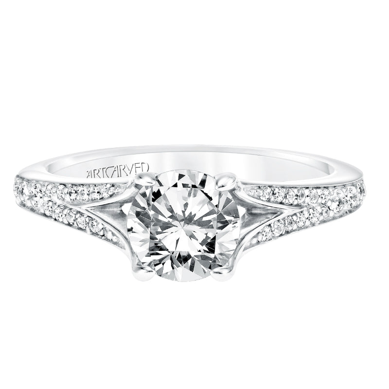 Artcarved Bridal Semi-Mounted with Side Stones Classic Diamond Engagement Ring Rosalind 14K White Gold