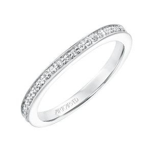Artcarved Bridal Mounted with Side Stones Classic Diamond Wedding Band Rosalind 14K White Gold