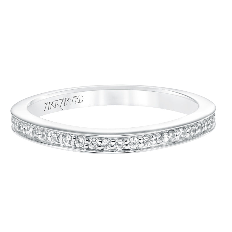 Artcarved Bridal Mounted with Side Stones Classic Diamond Wedding Band Rosalind 14K White Gold