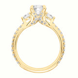 Artcarved Bridal Mounted with CZ Center Classic Diamond 3-Stone Engagement Ring Claudia 14K Yellow Gold