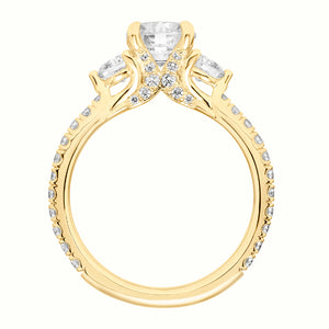 Artcarved Bridal Mounted with CZ Center Classic Diamond 3-Stone Engagement Ring Claudia 14K Yellow Gold