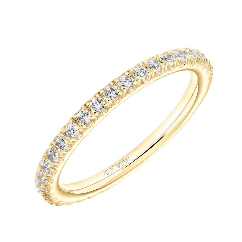 Artcarved Bridal Mounted with Side Stones Classic 3-Stone Diamond Wedding Band Claudia 14K Yellow Gold