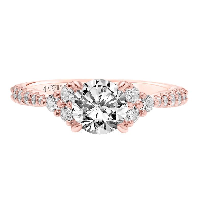 Artcarved Bridal Mounted with CZ Center Classic 3-Stone Engagement Ring Clio 14K Rose Gold