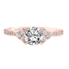 Artcarved Bridal Semi-Mounted with Side Stones Classic 3-Stone Engagement Ring Clio 14K Rose Gold