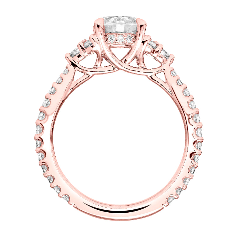 Artcarved Bridal Mounted with CZ Center Classic 3-Stone Engagement Ring Clio 14K Rose Gold